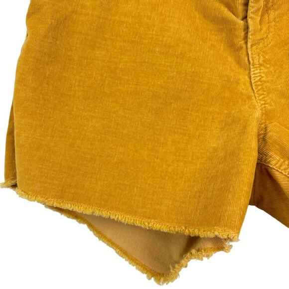 Gap Womens Fine Wale Mustard Yellow Corduroy Shorts Raw Hem Stretch Mid Rise 12 - Picture 6 of 16